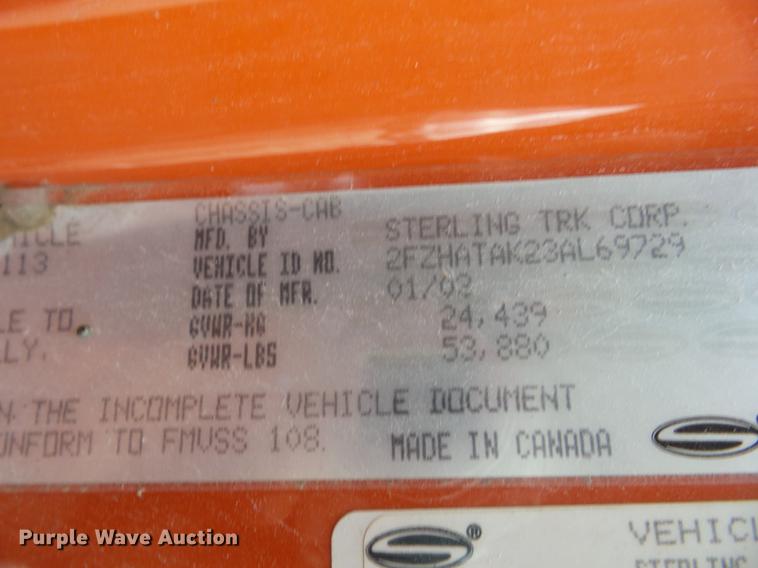 image for item K6384 2003 Sterling LT7500 dump truck