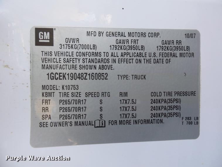 image for item DA0753 2008 Chevrolet Silverado 1500 Ext. Cab pickup truck