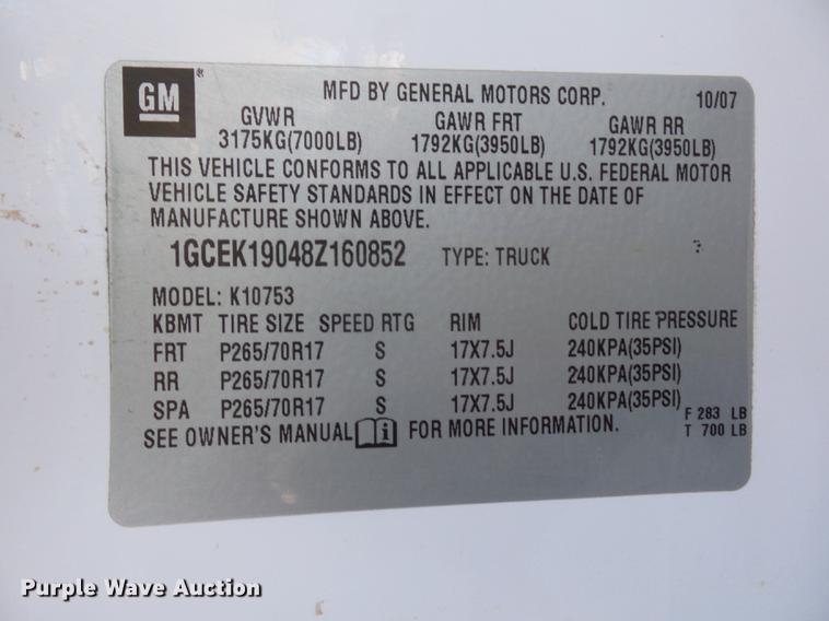 image for item DA0753 2008 Chevrolet Silverado 1500 Ext. Cab pickup truck