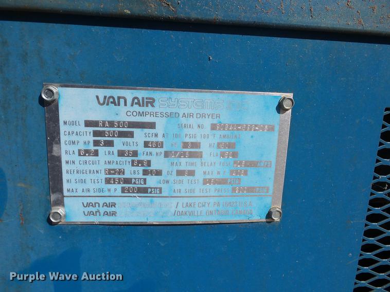 image for item DA0761 Vanair Systems RA500 compressed air dryer