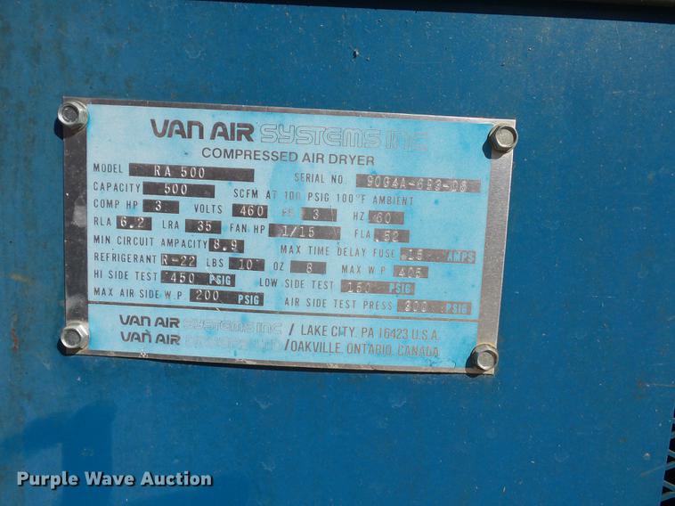 image for item DA0761 Vanair Systems RA500 compressed air dryer