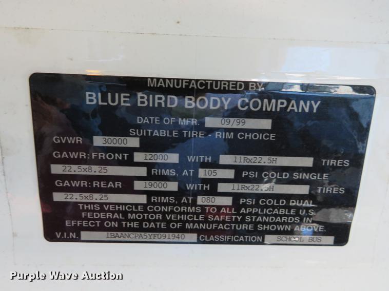 image for item DA5636 2000 Blue Bird TC2000 school bus