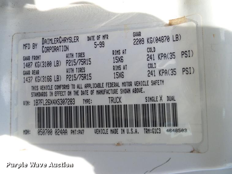 image for item DA6892 1999 Dodge Dakota pickup truck