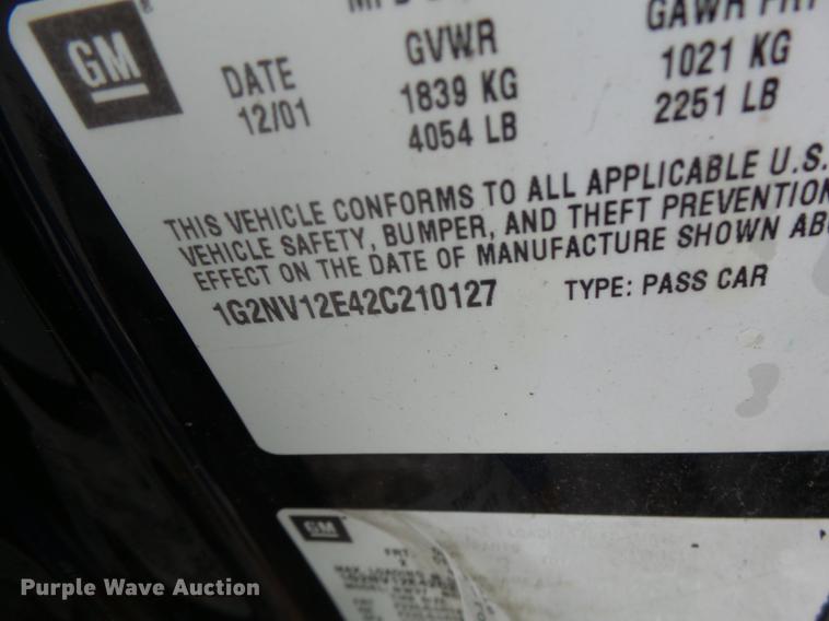 image for item DB1474 2002 Pontiac Grand AM