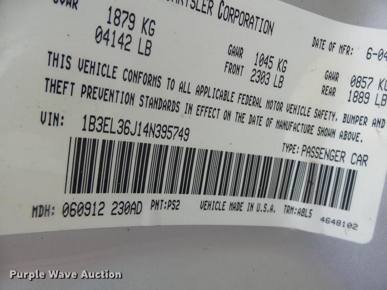 image for item DB1479 2004 Dodge Stratus