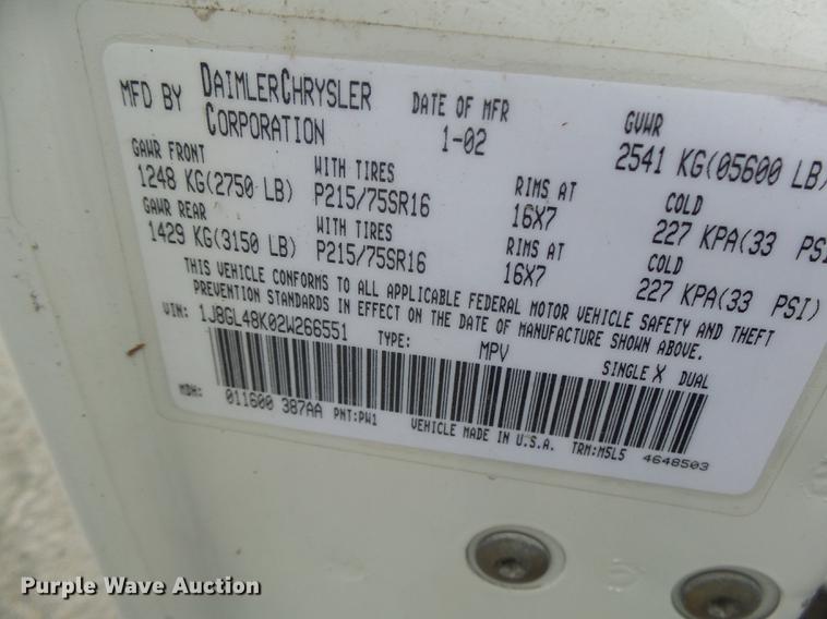 image for item DB1483 2002 Jeep Liberty SUV