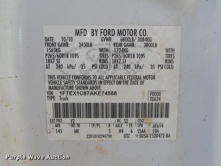 image for item DB4170 2010 Ford F150 XLT SuperCab pickup truck