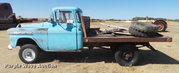 image for item DC3829 1959 Chevrolet Apache 38 flat dump bed pickup truck