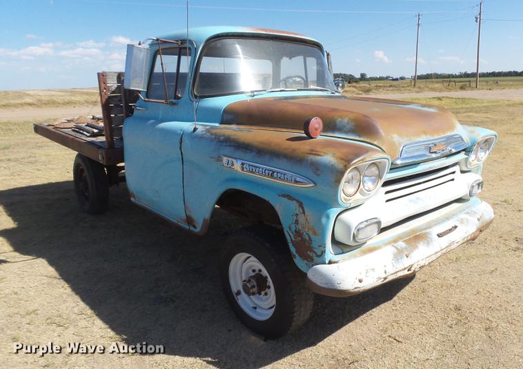 image for item DC3829 1959 Chevrolet Apache 38 flat dump bed pickup truck