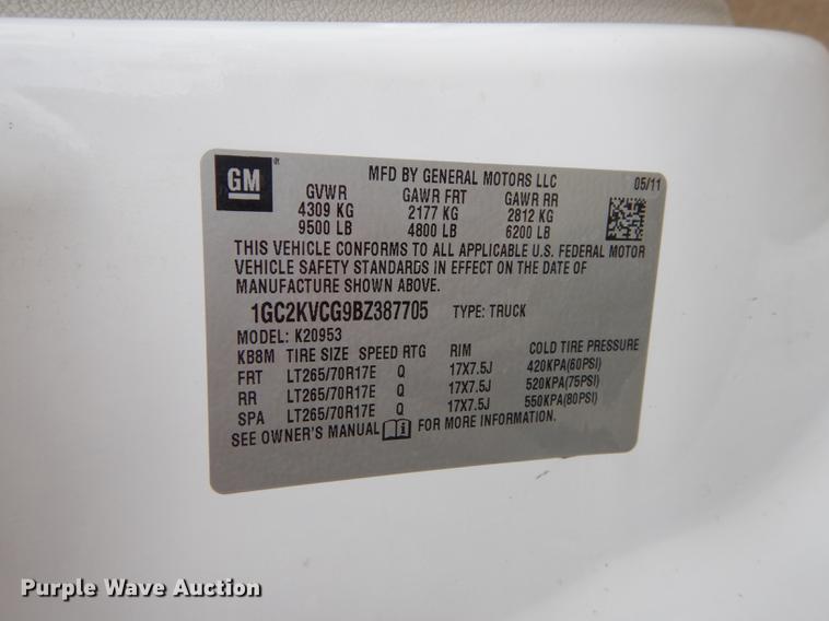 image for item DC5280 2011 Chevrolet Silverado 2500HD Ext. Cab pickup truck