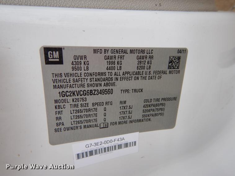 image for item DC5281 2011 Chevrolet Silverado 2500HD Ext. Cab pickup truck