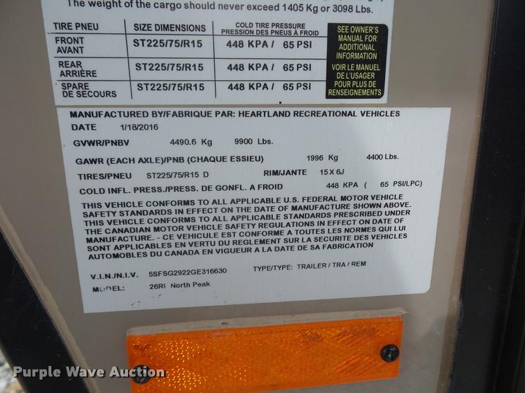 image for item DD1520 2016 Heartland North Peak camper