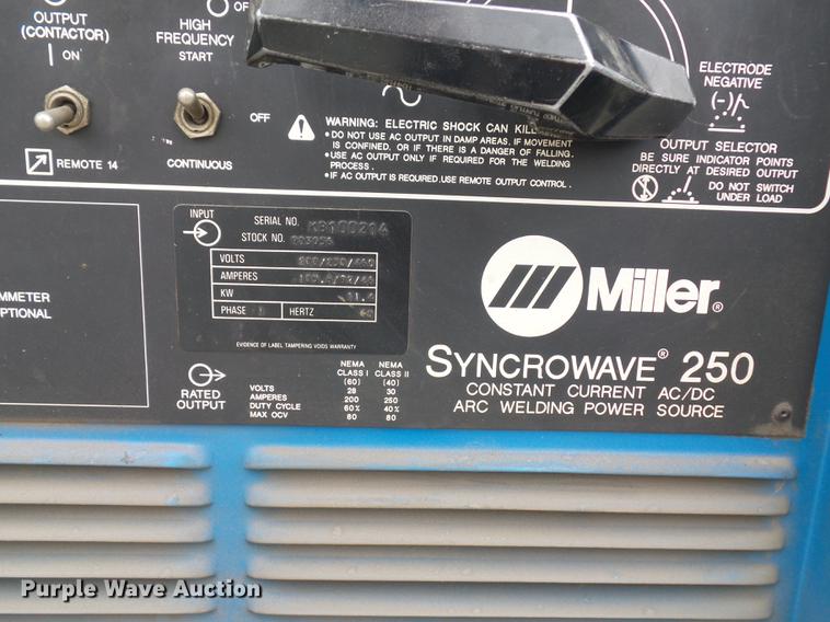 image for item DD2017 Miller Syncrowave 250 welder