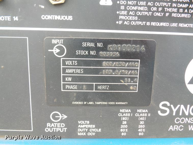 image for item DD2017 Miller Syncrowave 250 welder