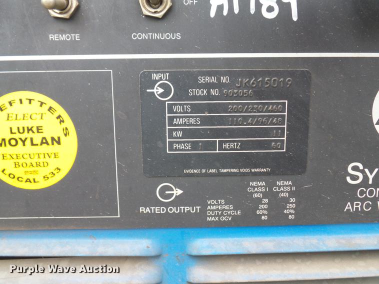 image for item DD2018 Miller Syncrowave 250 welder