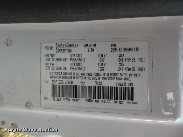 image for item DD2107 2001 Dodge Ram 1500 Quad Cab pickup truck