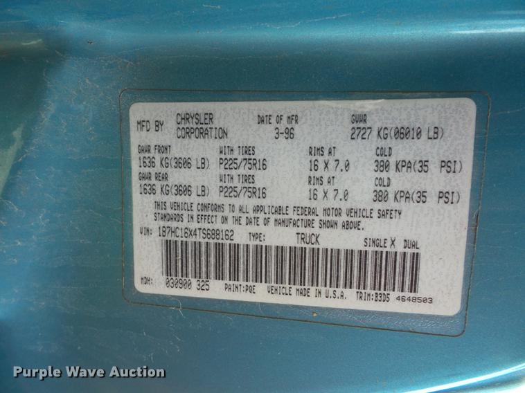 image for item DD2110 1996 Dodge Ram 1500 pickup truck