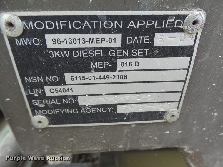 image for item DF9383 US Army MEP016C generator