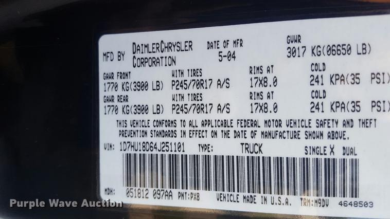 image for item DH9471 2004 Dodge Ram 1500 Quad Cab pickup truck