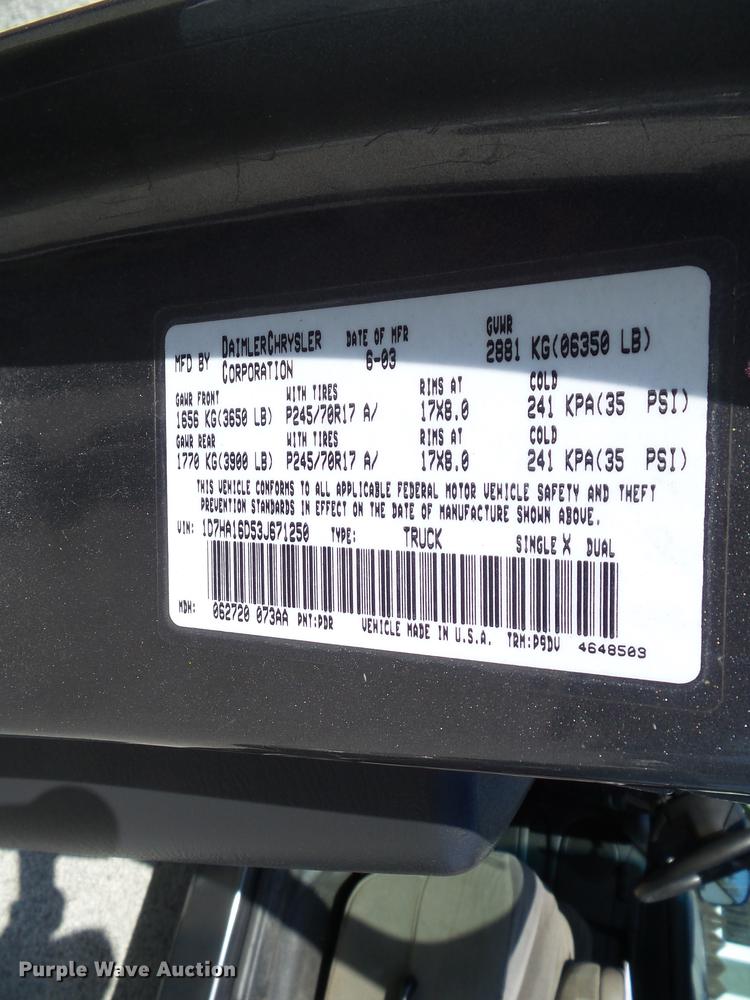 image for item DH9472 2003 Dodge Ram 1500 pickup truck