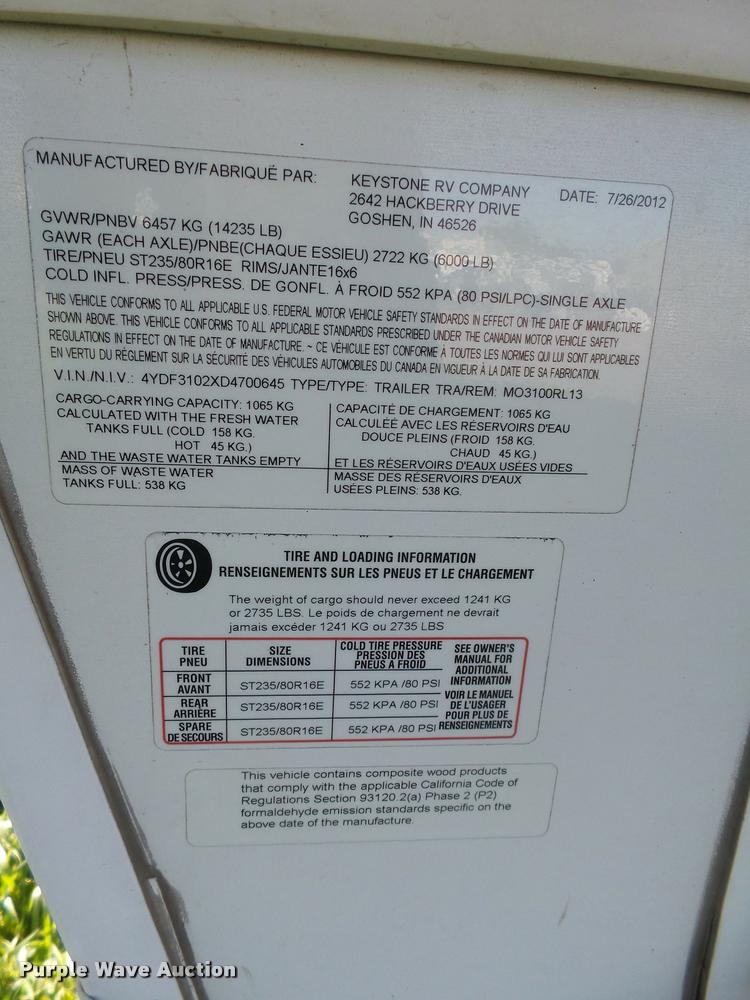 image for item DH9713 2013 Keystone Montana camper