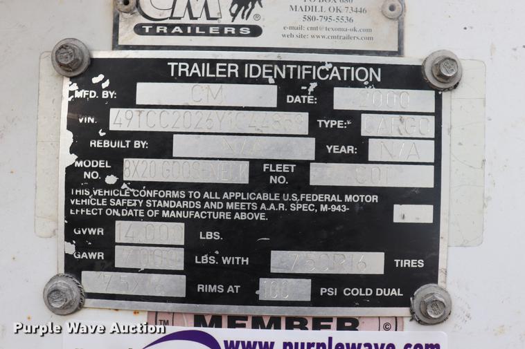 image for item ED9508 2000 CM 8X20G00SENECK enclosed cargo trailer