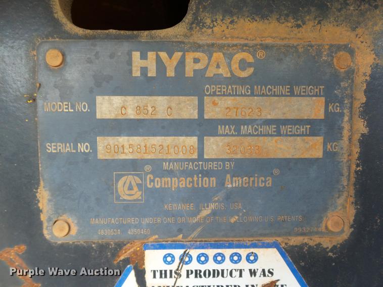 image for item DB4176 2005 Hypac C852C single drum compactor