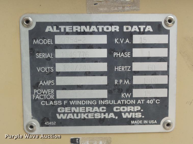 image for item DB6426 1998 Generac 00754-2 generator