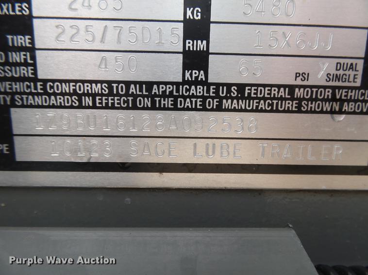 image for item DC3822 2008 Sage Oil Vac 10123 tank trailer