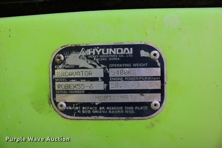 image for item DD0113 2003 Hyundai ROBEX55-3 compact excavator