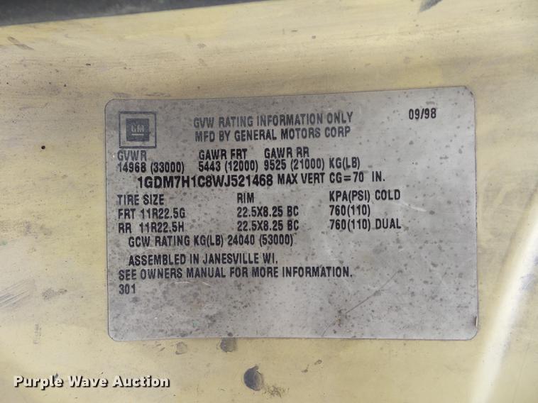 image for item DD2048 1998 GMC C7500 vacuum truck