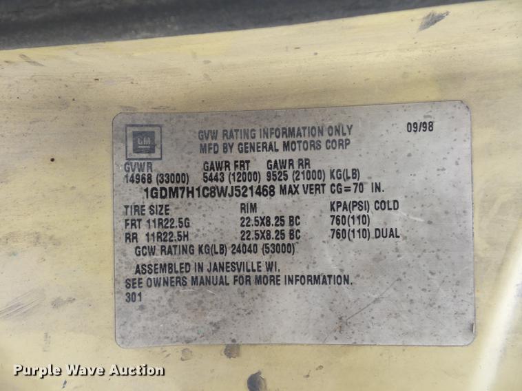 image for item DD2048 1998 GMC C7500 vacuum truck