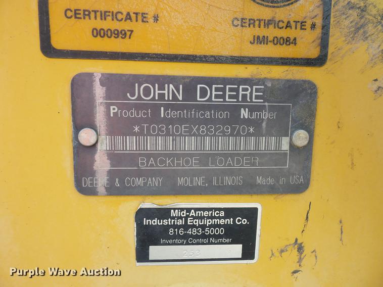 image for item DD2118 1997 John Deere 310E backhoe