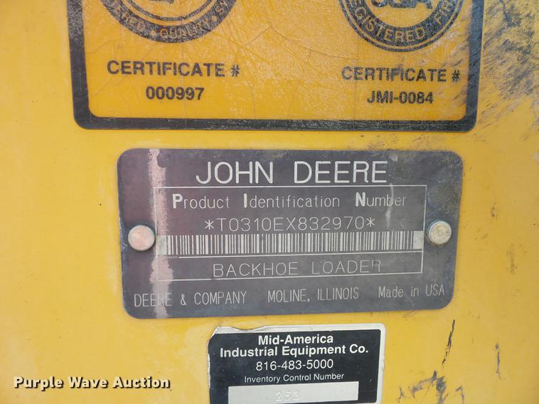image for item DD2118 1997 John Deere 310E backhoe