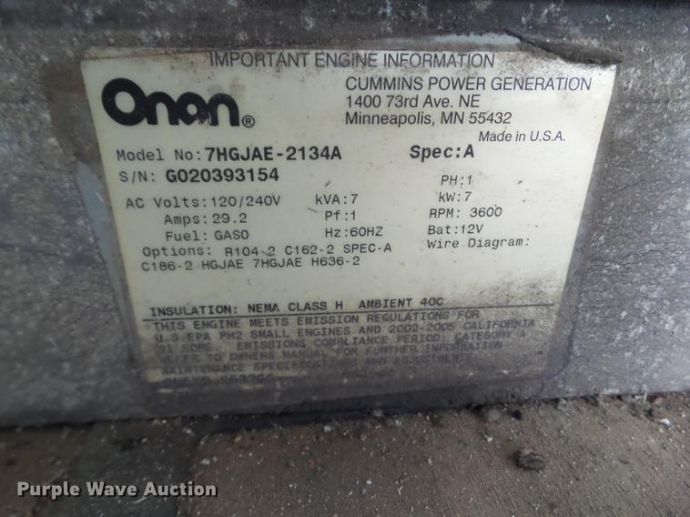 image for item DH9465 Onan CMM 7000 generator