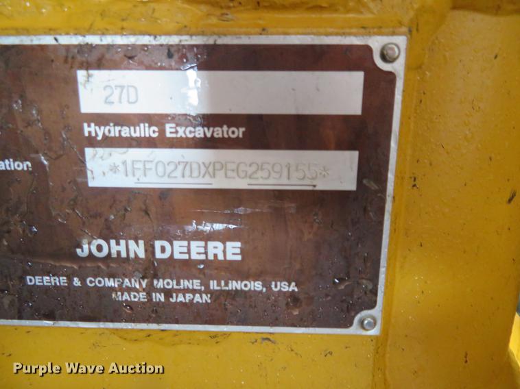 image for item DI9890 2014 John Deere 27D excavator