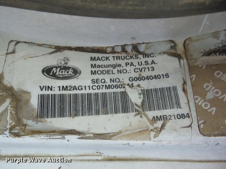 image for item K6398 2007 Mack CV713 Granite dump truck