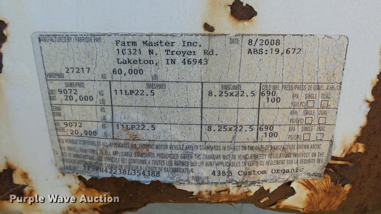 image for item DC2528 2008 Farm-master double hopper bottom grain trailer