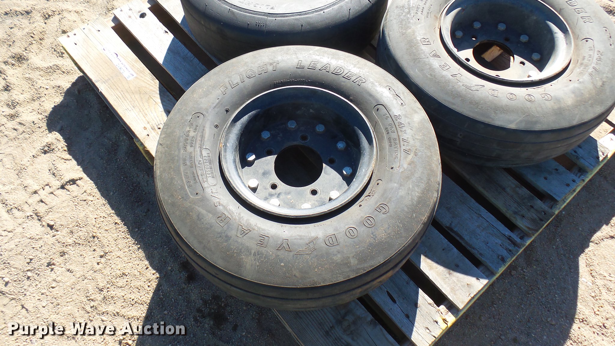 (3) Goodyear 24x7.7 implement tires and wheels in Kinsley, KS Item