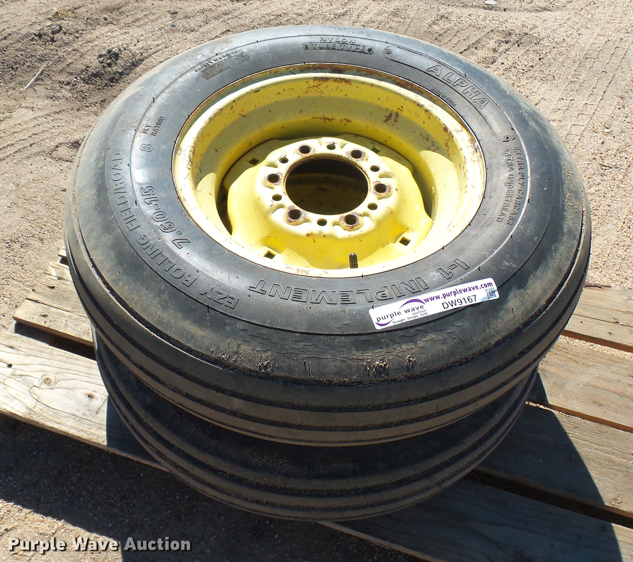 (2) 7.6015 tires and wheels in Kinsley, KS Item DW9167 sold Purple