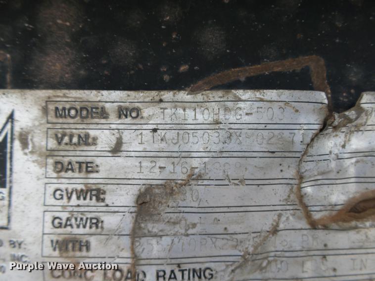 image for item DB4203 1999 Trail King TK110HDG-503 HG series lowboy equipment trailer