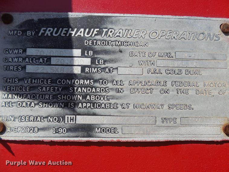 image for item DC3796 1991 Fruehauf DDTS-M2-24 end dump trailer