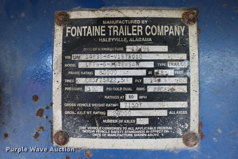 image for item DW9862 1997 Fontaine LFTW-6-8048WSAK flatbed trailer