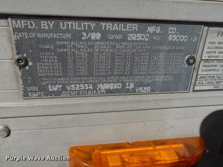 image for item EE9260 1999 Utility refrigerated van trailer