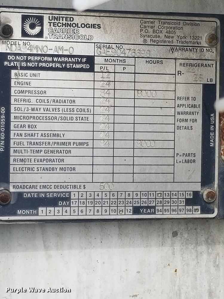 image for item EE9261 2000 Wabash National refrigerated van trailer