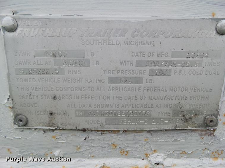 image for item L5639 1995 Fruehauf FBHLP-9 dry van trailer