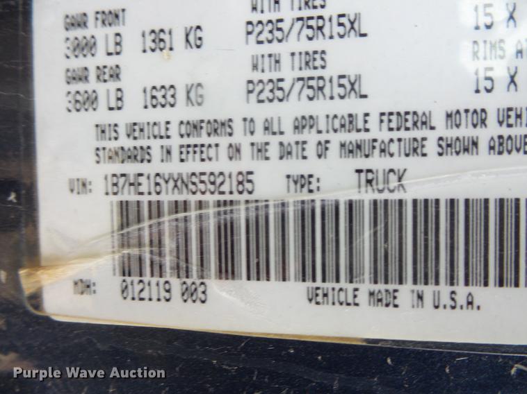 image for item DB8127 1992 Dodge D150 pickup truck