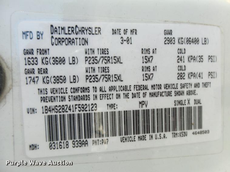 image for item DC3792 2001 Dodge Durango SUV