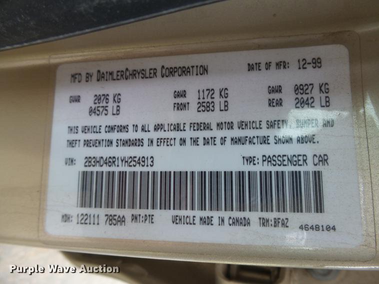 image for item DC3808 2000 Dodge Intrepid