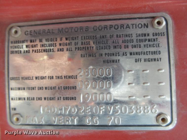 image for item DC3825 1985 GMC 7000 fire truck